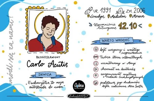 Sketchnotka i karta pracy do pobrania o bł. Carlo Acutisie