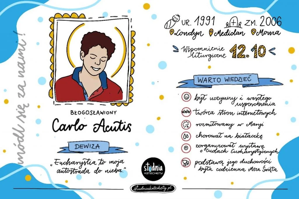 12.10 - wspomnienie bł. Carla Acutisa | Sketchnotka i karta pracy