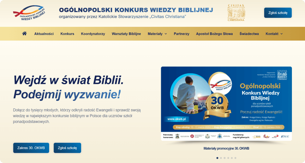 Ogólnopolski Konkurs Wiedzy Biblijnej - zapisz swoją szkołę!