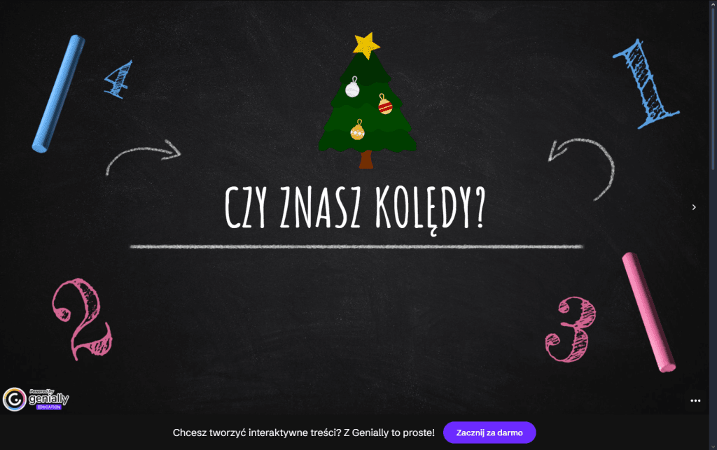 Czy znasz tytuł kolędy? Prezentacja Genially