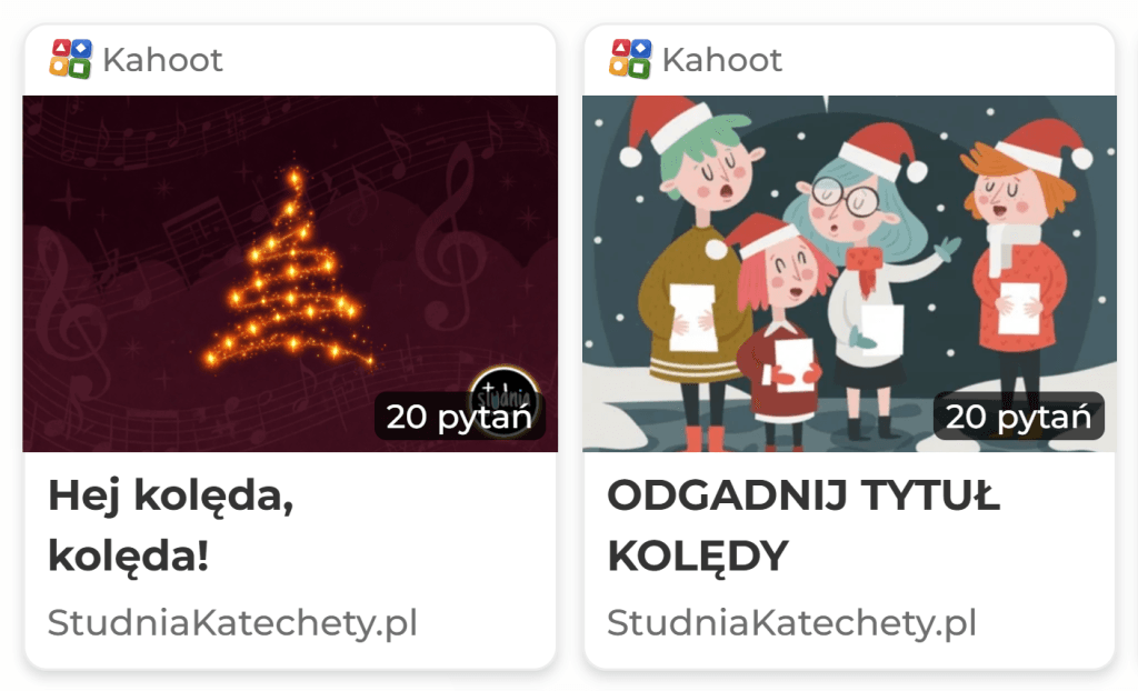 Darmowy quiz Kahoot kolędy dla uczniów