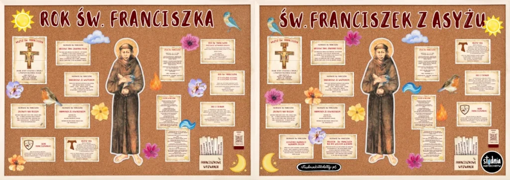 Gotowa gazetka szkolna o świętym Franciszku z Asyżu do lekcji religii i katechezy parafialnej
