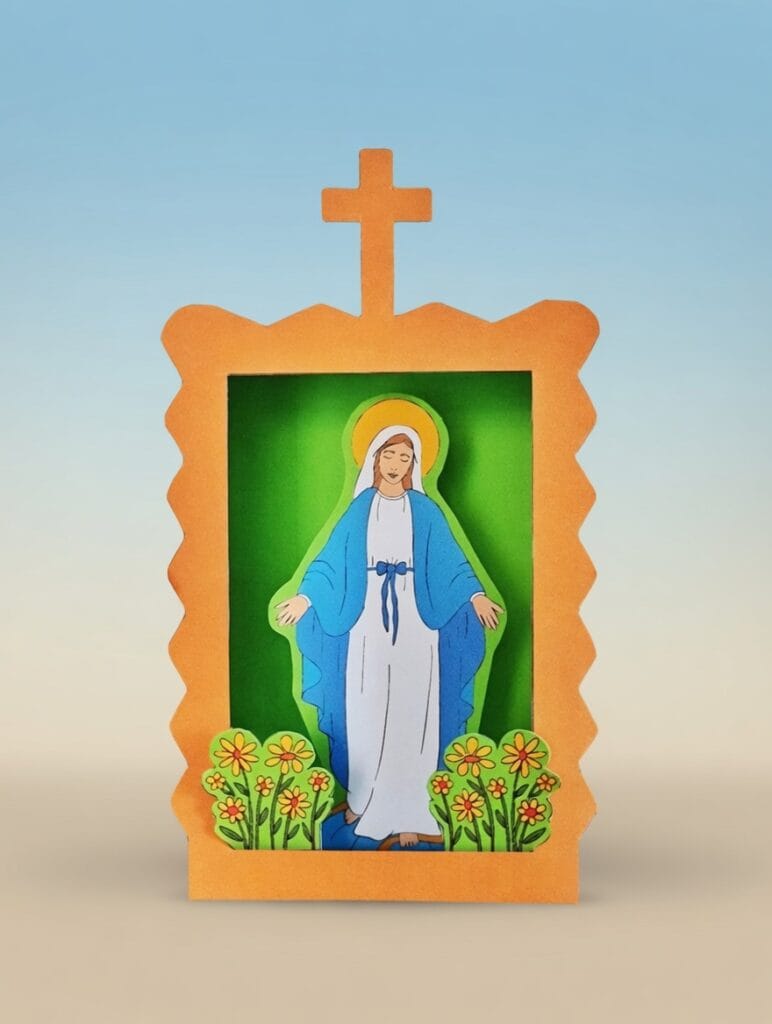 kapliczka maryjna praca plastyczna dla dzieci szkoła - gotowy szablon w pliku pdf do pobrania