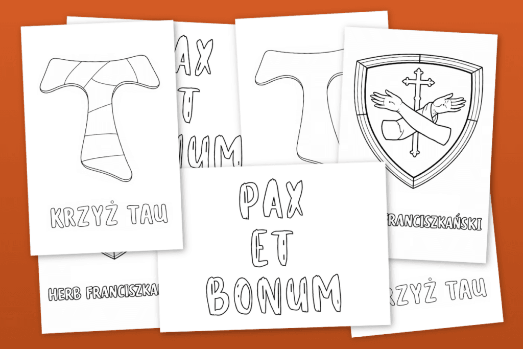 Kolorowanki dla dzieci – symbole franciszkańskie i przyroda na lekcję religii i katechezę parafialną