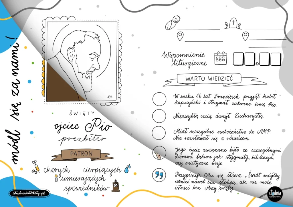 Święty Ojciec Pio – infografika na lekcję religii