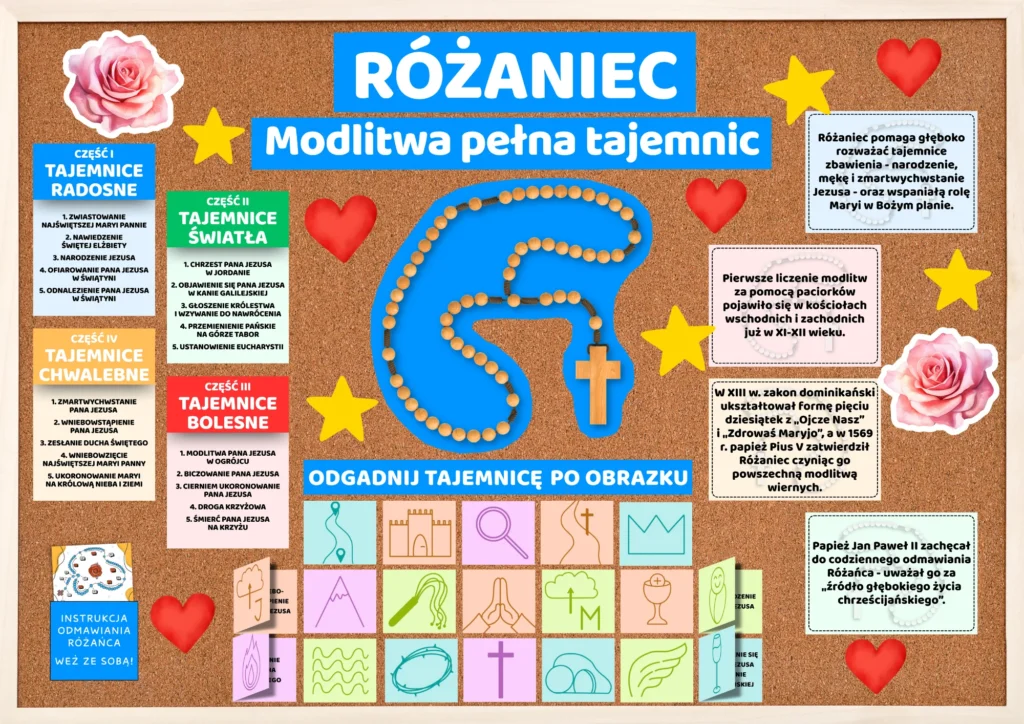 Gazetka religijna o różańcu do wydruku