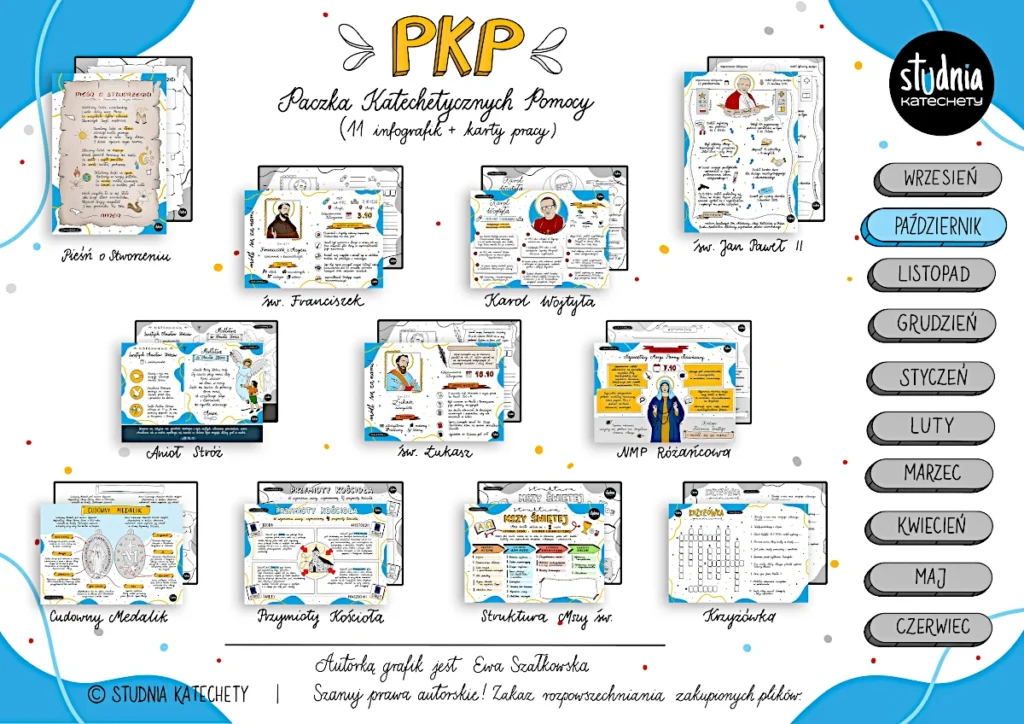 Paczka Katechetycznych Pomocy na październik – zestaw infografik i kart pracy do pobrania