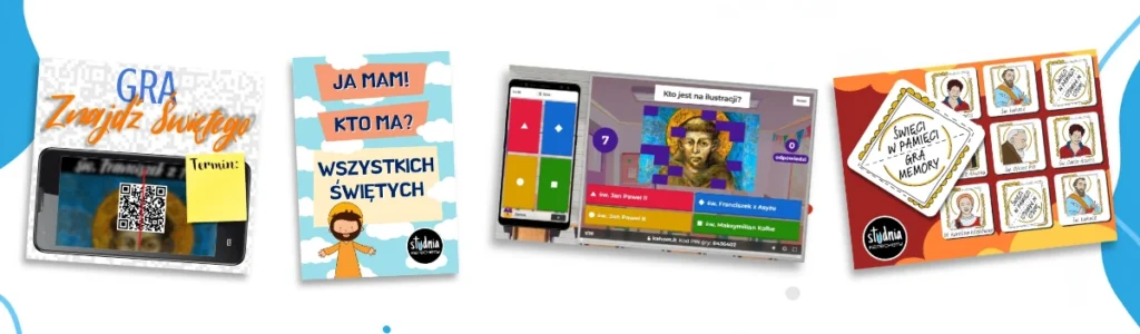 Gry na Bal Wszystkich Świętych – Ja mam! Kto ma?, memory i gra Znajdź świętego z kodami QR, quiz