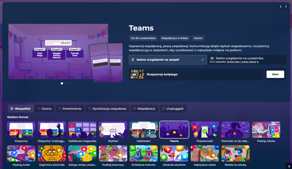 Kahoot Teams – jedno urządzenie na drużynę zamiast telefonów uczniów